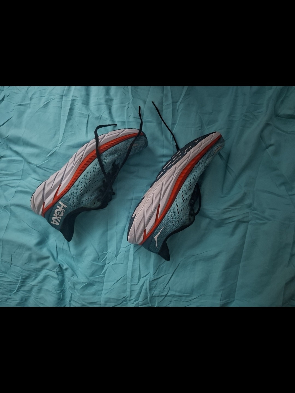 Hoka Men's Teal and Orange Performance Running Shoes